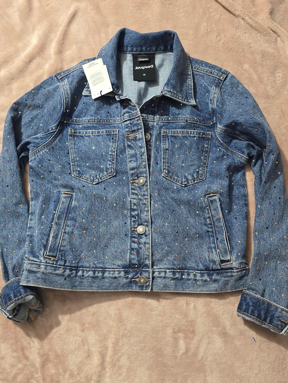 Desigual Studded Denim Trucker Jacket Benita NWT Size Medium